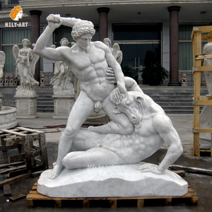 Esculturas de piedra grandes de tamaño natural talladas a mano Hércules Slaying Centaur Nessus estatua de mármol para exposición - Product Image 2