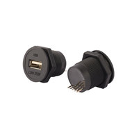 LSHITECH M22 soket elektrik USB, konektor dudukan panel melingkar lurus melalui konektor USB colokan elektrik tahan air