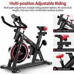 Vélo de spinning professionnel en acier robuste à entraînement par courroie silencieux, réglable, avec écran LCD à double protection pour studio de fitness - Product Image 3