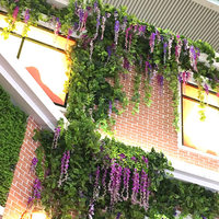 Dekorasi Gantung Dinding Plafon Bunga Wisteria Buatan Tangan dari Plastik, Bunga Palsu Bergaya Pedesaan untuk Hiasan Hijauan Dalam Ruangan