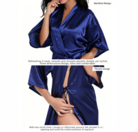 Robe Kimono en Satin Grande Taille avec Logo, Couleur Unie, Courte, Légère, pour Femme et Enfant, Idéale pour l'Été, les Fêtes Nuptiales et comme Vêtement de Nuit