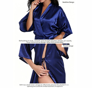Robe Kimono en Satin Grande Taille avec Logo, Couleur Unie, Courte, Légère, pour Femme et Enfant, Idéale pour l'Été, les Fêtes Nuptiales et comme Vêtement de Nuit - Product Image 4