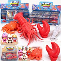 Jouet anti-stress souple et croustillant en gros : homard, crabe, calmar, champignon, griffe de crabe pour enfants