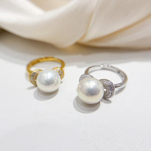 10770 Accessoires en perles DIY, ensemble de bagues en argent S925, édition légère vide, bijoux en argent avec perles rondes plates de 6 à 8 mm, bagues en diamant - Product Image 2