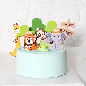 Jungle Animals Cake Toppers Safari Kids 1st Birthday Party Cake Decorations Zoo Animals Baby Shower Decor
