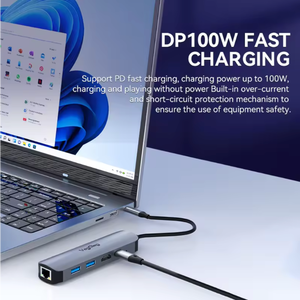 Base de Expansión 5 en 1 Tipo-C 4K Gigabit USB 3.0 para Hub 2.0 de Aluminio, Estación de Acoplamiento USB-Chub Extensora en Stock - Product Image 4