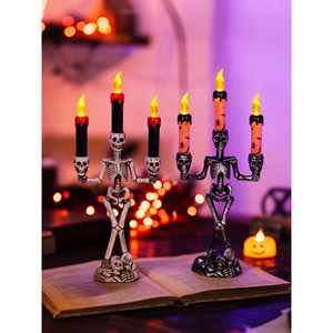 Candelabro con Forma de Esqueleto, Vela LED sin Llama, Decoración de Mesa para Halloween - Product Image 4