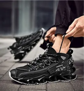 2023 zapatos de hombre gran oferta nueva suela de plataforma tejida voladora zapatillas de correr de talla grande zapatos de hoja transpirables para hombre zapatos de moda