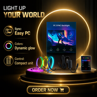 Bande lumineuse LED USB pour écran d'ordinateur, synchronisation PC, rétroéclairage, RGBIC, contrôle par logiciel, barre lumineuse intelligente en silicone