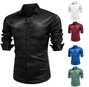 Chemise habillée unie brillante Printemps/Automne 2026 pour Hommes - Tenue de Danse et de Soirée Formelle, Meilleures Ventes en Europe et aux États-Unis - Product Image 2