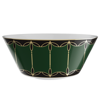 Assiette de table ronde en porcelaine fine vert foncé et or, style vintage de luxe, pour hôtels et restaurants, vente en gros