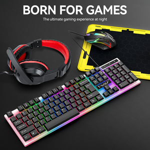 <span class=keywords><strong>Ensemble</strong></span> de périphériques de jeu filaires T-WOLF TF240 4 en 1, <span class=keywords><strong>clavier</strong></span> rétroéclairé RVB à 104 touches, <span class=keywords><strong>souris</strong></span> de jeu, <span class=keywords><strong>casque</strong></span> pour PC, ordinateur portable - Product Image 3