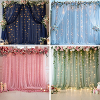 Rideau de fond de scène en mousseline de soie pour mariage, draperie en tulle transparent pour arche de scène, décoration de fête, hôtel, anniversaire, événement, toile de fond pour photomaton