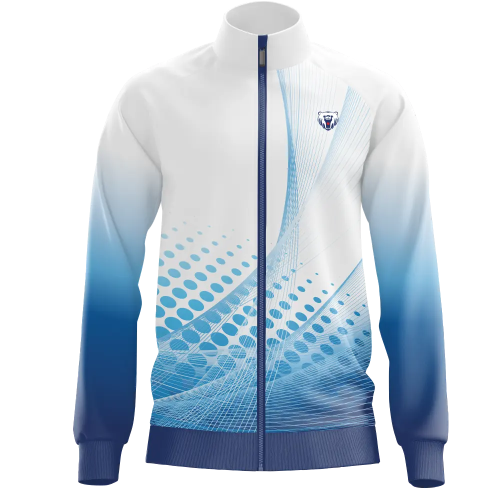 Blue Sports Jacket Custom Design Full Zipper Warm Jacket For Men