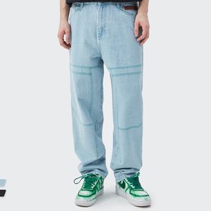 Hip Hop elegante negro bordado de alta calidad azul Denim Jeans Pantalones Custom Baggy Jeans para hombres - Product Image 2