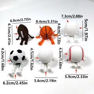 การพิมพ์แบบ 3 มิติของชุดลูกบอล 6 ลูก, ของตกแต่งตั้งโต๊ะแบบหลายข้อต่อ, ของประดับสะสมสำหรับผู้ที่ชื่นชอบกีฬา - Product Image 2