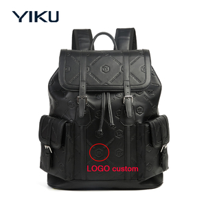 YIKU, mochilas de lujo de gama alta con relieve completo, mochila de gran capacidad, bolsas, mochila personalizada de cuero Pu vegano negro con logotipo - Product Image 2