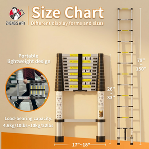 <span class=keywords><strong>Escalera</strong></span> Telescópica de Aluminio, <span class=keywords><strong>Escalera</strong></span> Recta Extensible de Alta Resistencia, <span class=keywords><strong>Escalera</strong></span> Multiusos Portátil con Mecanismo de Autobloqueo - Product Image 3