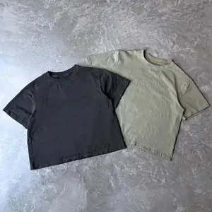 Huili Custom Logo Printing Unisex Short Sleeve Heavyweight Boxy T-Shirt 100% Cotton Crew Neck Men Oversized Boxy Fit T Shirt