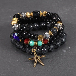 Pulsera de Cuentas con Estrella Bohemia, Chapada en Oro, Resina Acrílica, Joyería de Moda Unisex HY-2671-1 - Product Image 1