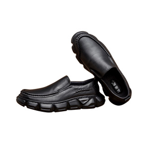 Men's Loafers Solid Round Toe Genuine Leather Slip-On Rubber Outsole <b>Height</b> Increasing All Seasons - Product Image 5