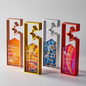 Trofeo <span class=keywords><strong>in</strong></span> Cristallo con Bordo <span class=keywords><strong>in</strong></span> Lega di Zinco Personalizzabile con Incisione Laser 3D per Eventi Aziendali - Product Image 2