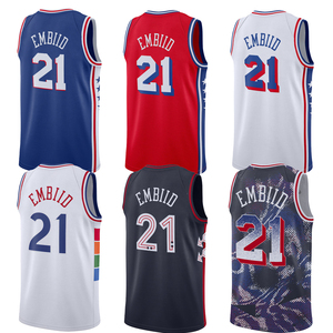 Pria # 21 Embiid Philadelphia Jersey Kaus Basket Kustom yang Dijahit Seragam Remaja Bordir Pakaian Olahraga Hot-press - Product Image 1