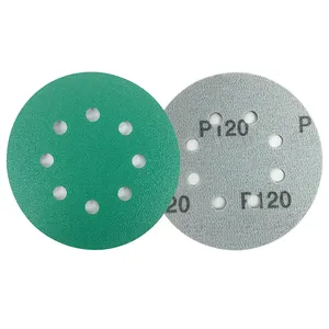Premium kalite yeşil aşındırıcı yuvarlak diskler seramik zımpara disk 150mm 8 delik bez zımpara disk