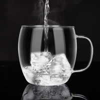 Tasse à thé tout-en-un moderne en verre borosilicate de 350 ml avec infuseur, poignée personnalisable et couvercle résistant à la chaleur
