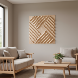 Paneles de Pared 3D de PVC de 19.7x19.7 Pulgadas en Color Madera Clara, Insonorizantes, Diseño Contemporáneo para Uso Doméstico - Product Image 2