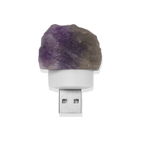 Lampe de chevet USB en cristal de pierre brute, mini lampe de table mignonne en forme de roche, Citrine, pour café, boutique et décoration intérieure