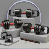PINJIAN Ciment 4-en-1 Ensemble d'haltères Haltérophilie Casting Gym Set Barbell Kettlebell Haltère réglable