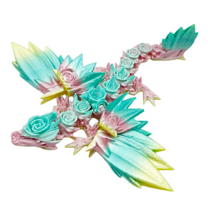 Dragon volant rose imprimé en 3D, à queue courte, ailes articulées, jouet anti-stress, articulations mobiles, figurine fantastique, décoration de bureau, cadeau - Product Image 1