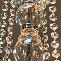 Lustre classique en cristal finition argentée 4 lumières, luminaire suspendu pour projets résidentiels et hôteliers