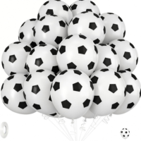 Ballons confettis en caoutchouc imprimés football de 12 pouces, décoration de fête, arche, noir, vert, blanc, biodégradable, 30 pièces
