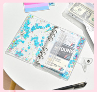 Cahier à spirale A5/A6 en PVC, classeur transparent, personnalisable, à feuilles mobiles, à paillettes, rechargeable en b, vente en gros