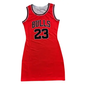 Wholesale Women&#39;s Kids Jersey Basketball Shirt Dress Sublimation Sportswear 100% Polyester Customized Logo Printing