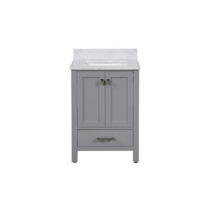 Meuble-lavabo moderne haut de gamme autoportant de 24 pouces avec vasque en céramique et caractéristiques résistantes à l'eau - Product Image 1