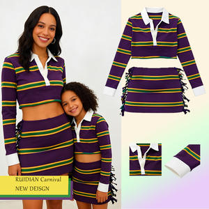 2026 Ruidian Spring OEM Pre-Ordine Nuovo Design Gonna da Carnevale con Frange per Ragazze <span class=keywords><strong>Abbigliamento</strong></span> Coordinato Mamma e Figlia Set da Carnevale <span class=keywords><strong>a</strong></span> Righe per Ragazze - Product Image 3
