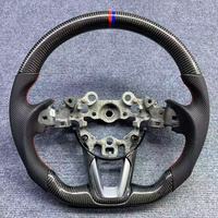 Setir Kemudi Olahraga Kulit PU Serat Karbon dengan 3 Palang 50mm Grip untuk Mazda 3/6/CX-5/Atenza/AXELA (2010-2021)