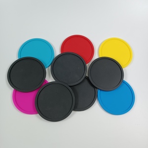Custom Silicone Beverage Coaster Set Non Toxic Heat Resistant <b>Mat</b> Reusable 9 7cm Diameter For Home <b>Bar</b> Table - Product Image 3