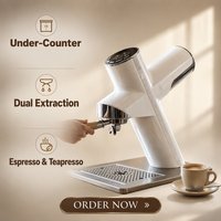 Machine à expresso et à thé électrique commerciale encastrable pour bureau, pression 9 bars, fonctionnement semi-automatique, chaudière en acier inoxydable