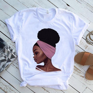 Venta al por mayor de belleza Africana señora mujer camiseta negra chica <span class=keywords><strong>historia</strong></span> mes mujer camiseta melanina dibujos animados gráfico impresión camiseta - Product Image 6
