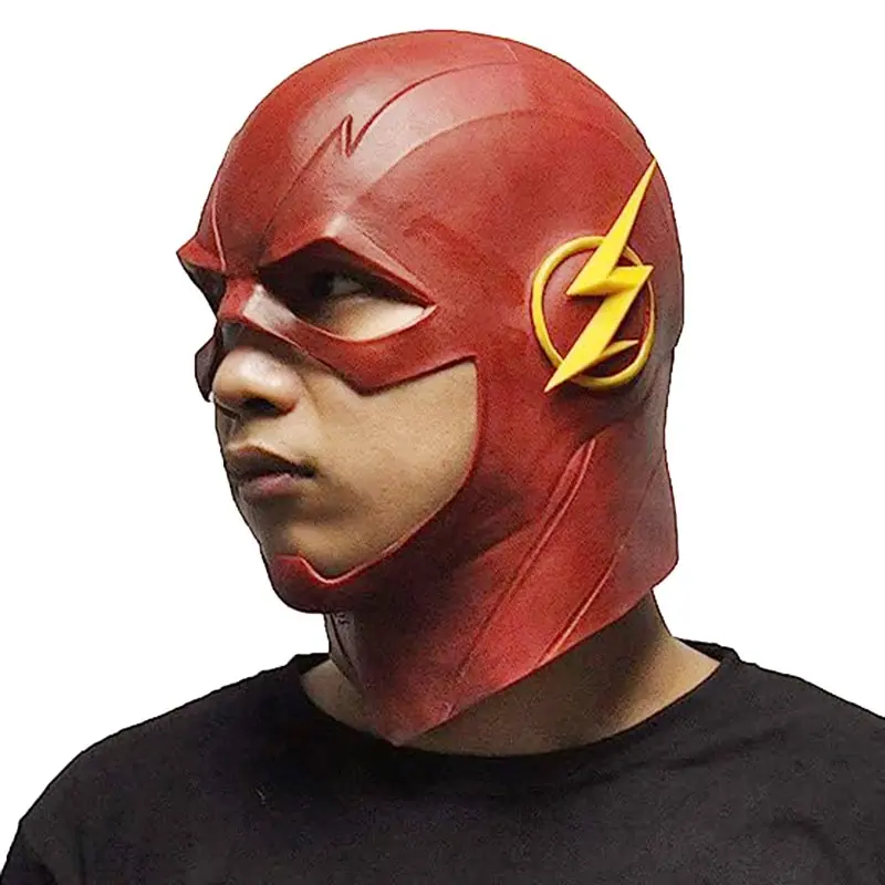 Máscara de personaje de superhéroe, película Flash, Cosplay, máscara de cabeza completa de látex suave, máscara de disfraz de fiesta para adultos