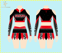 Tenue de compétition pour filles, design de qualité, couleur rouge, vêtements d'entraînement personnalisés, uniforme d'équipe pour filles, uniformes de cheerleading entièrement ornés de strass