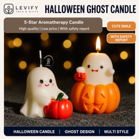 Vela de Cera de Soja para Halloween, Hecha a Mano, con Impresión Tipográfica, Regalo Práctico, Aroma a Calabaza, Crea una Atmósfera Especial