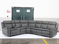 Canapé d'angle en cuir VANBOW moderne 7 places, canapé d'angle inclinable avec console centrale et porte-gobelets pour home cinéma