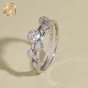 Anillo de Diamantes Cultivados en Laboratorio de Plata de Ley 925, Diseño de Burbuja, Doble Banda, Anillo de Compromiso para Mujer, Joyería Fina para Boda - Product Image 2