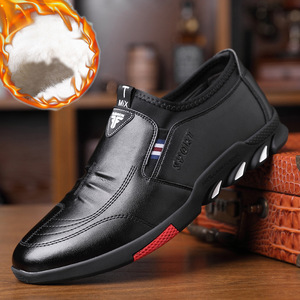 Chaussures décontractées à enfiler pour hommes avec doublure en polaire, semelle extérieure en caoutchouc à talon bas, chaussures de sport rehaussantes pour les loisirs - Product Image 1