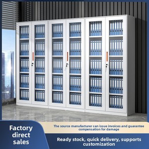 خزانة ملفات فولاذية قابلة للفصل مع باب زجاجي، خزانة ملابس ضيقة الحواف، خزانة تخزين وحفظ البيانات - Product Image 2